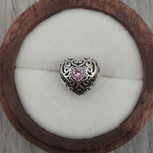 925 Sterling Silver Pink Heart Charm